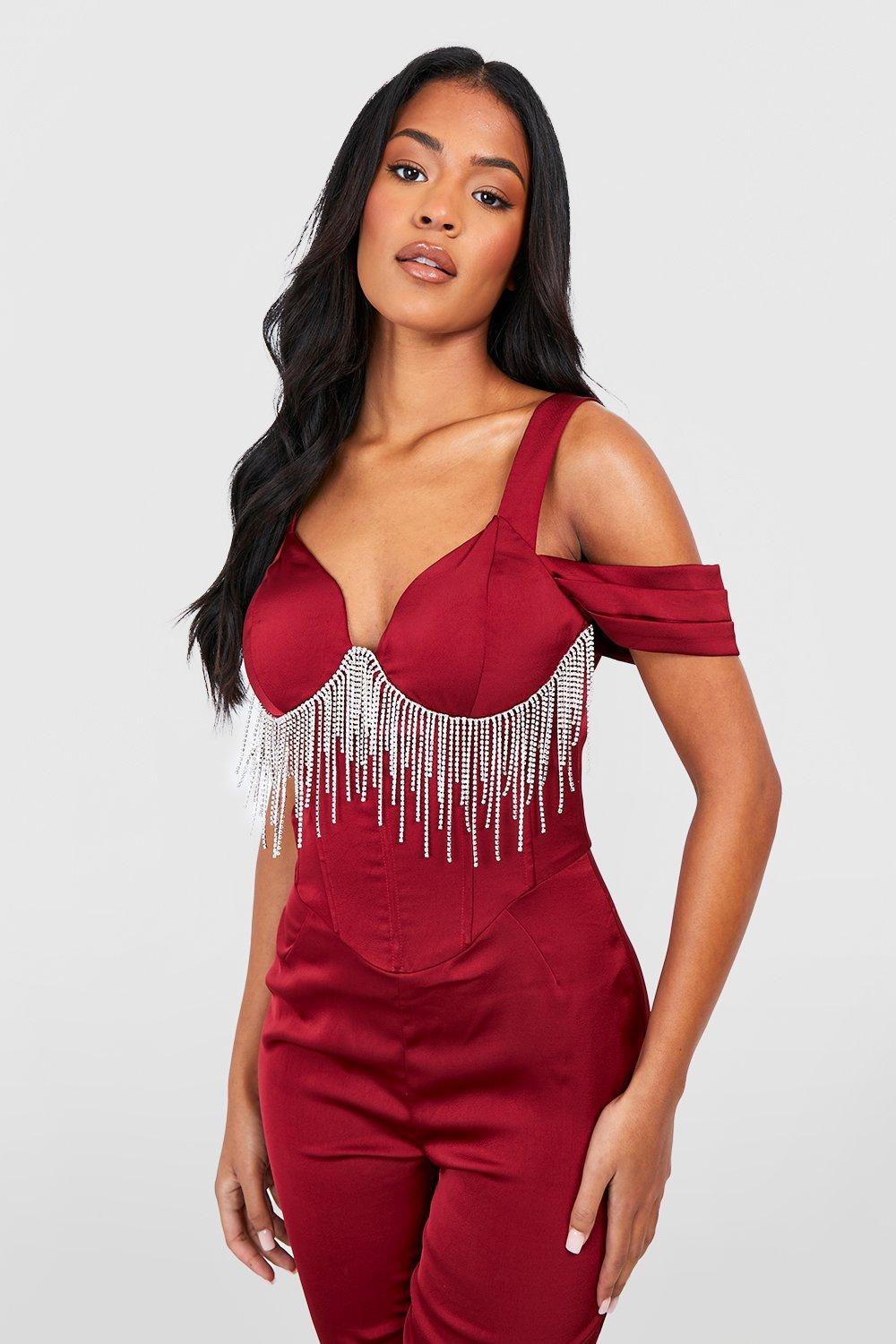 Fringe cheap jumpsuit red