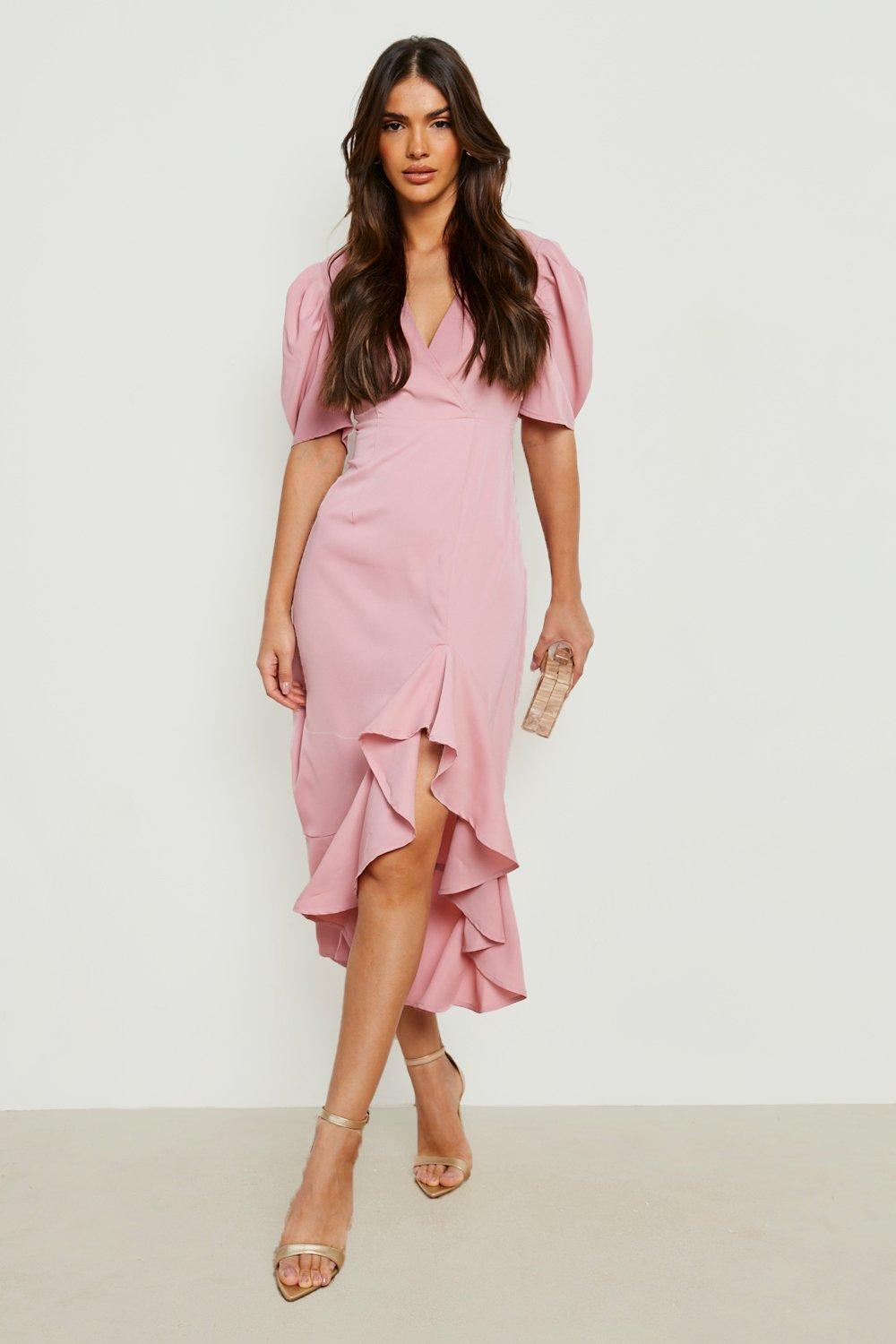 Boohoo high low store dress