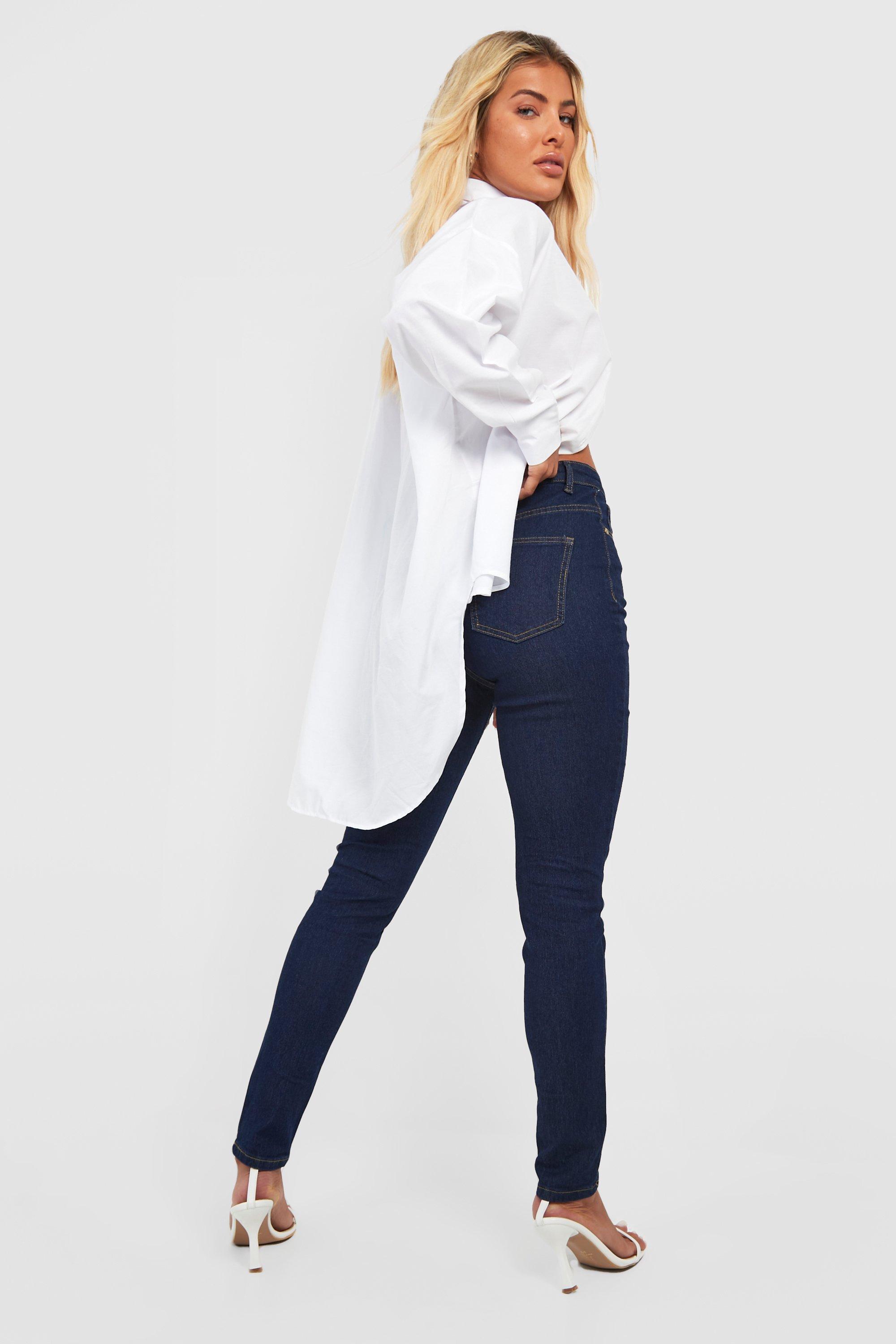 Petite Asymmetric Waist Detail Skinny Jeans