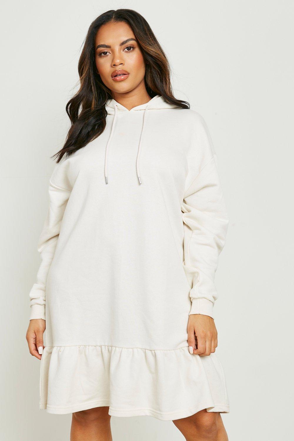 boohoo Oversized Sweatshirt Dress - Cream - Size 6