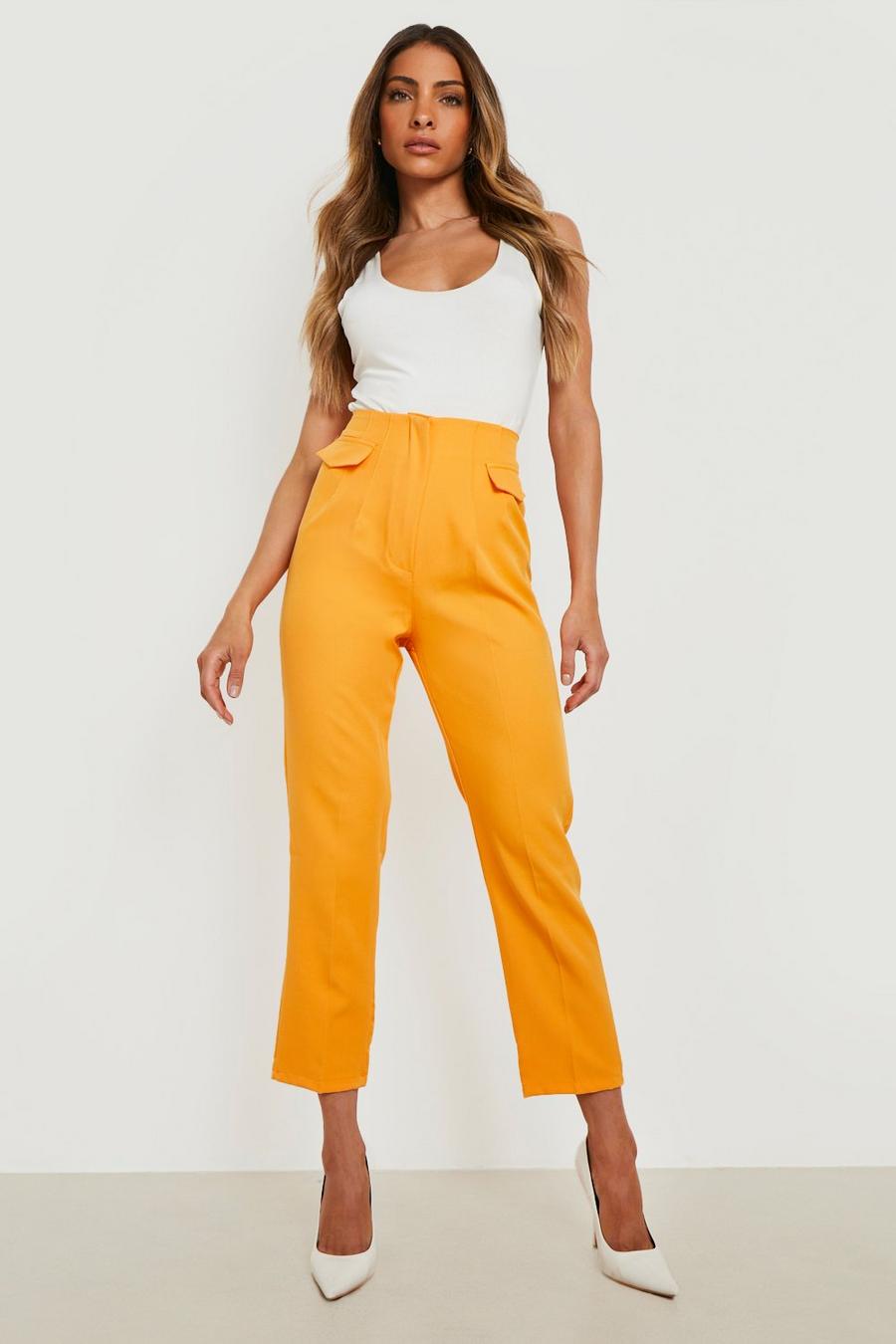 Orange Pocket Detail Tailored Slim Fit Pants image number 1