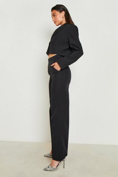 boohoo black Pocket Detail Relaxed Fit Wide Leg Trousers