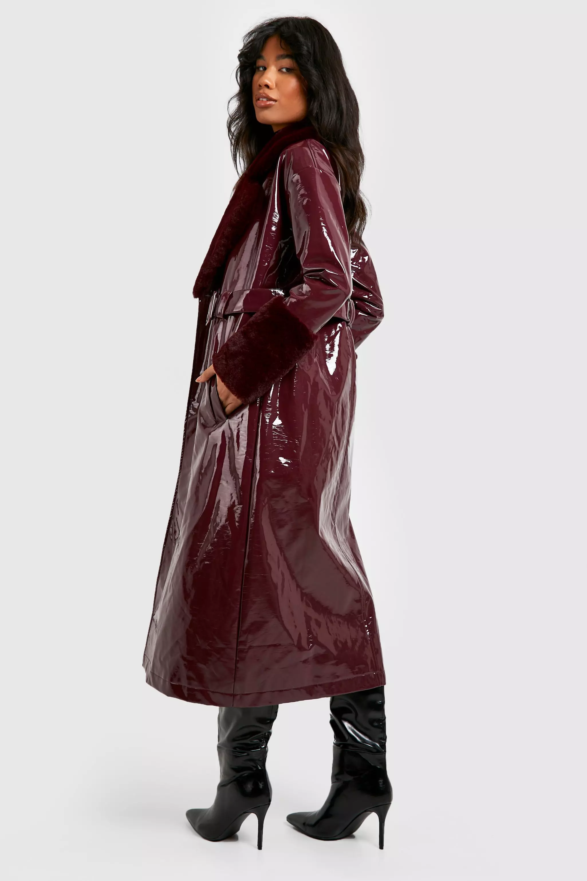 River island deals vinyl coat