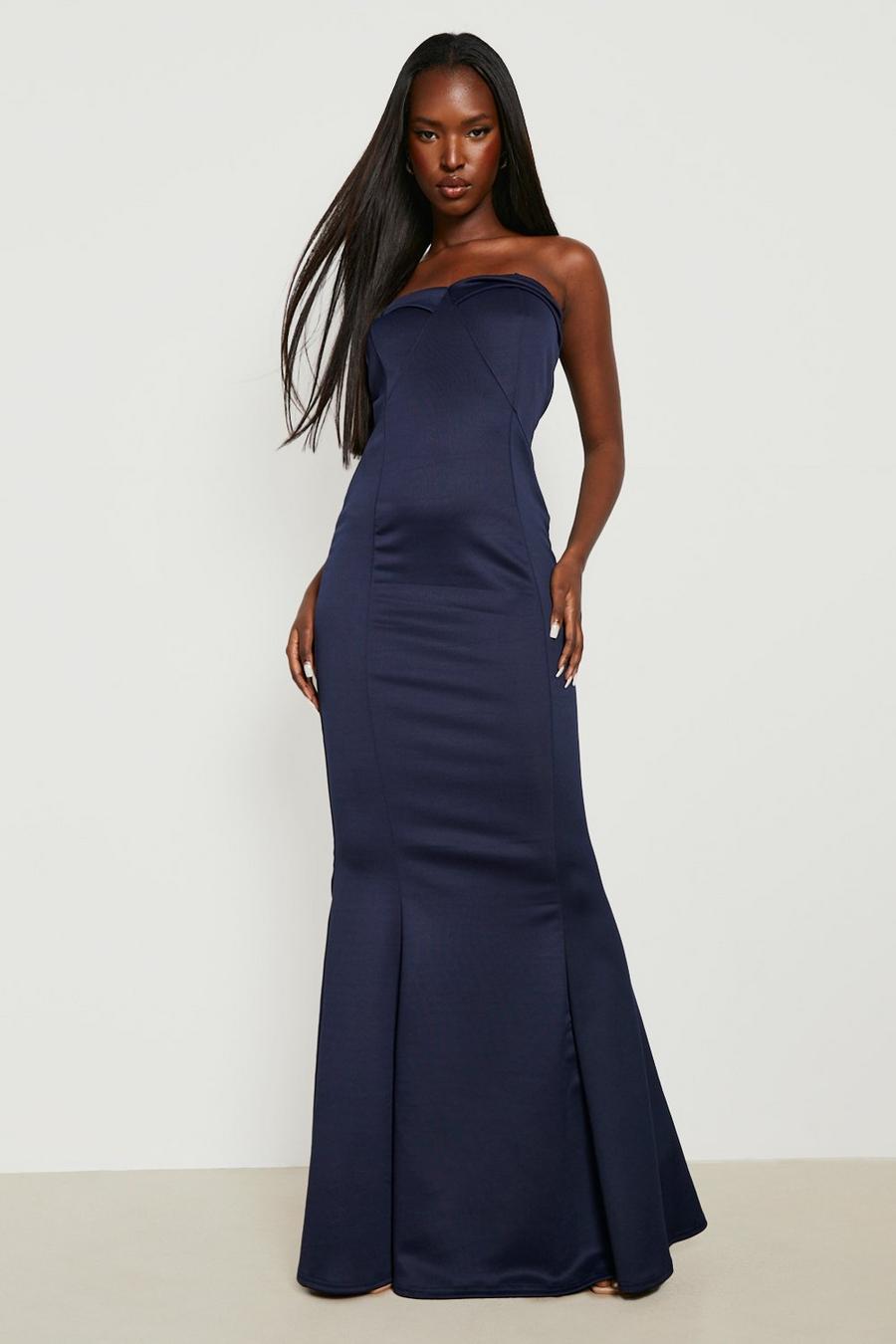 Navy Occasion Bandeau Flare Maxi Dress image number 1