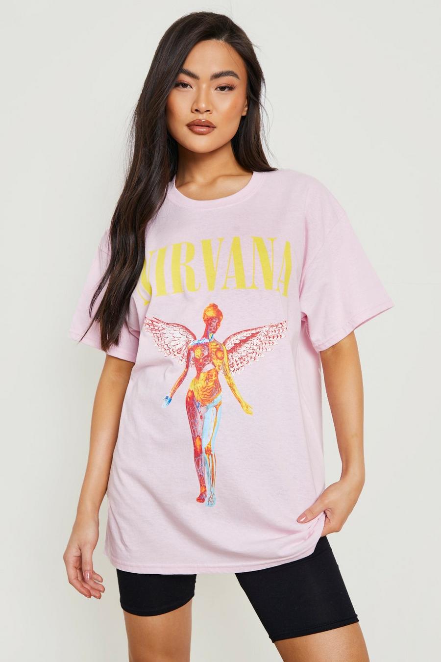 Pink Nirvana License Print Oversized T-shirt image number 1