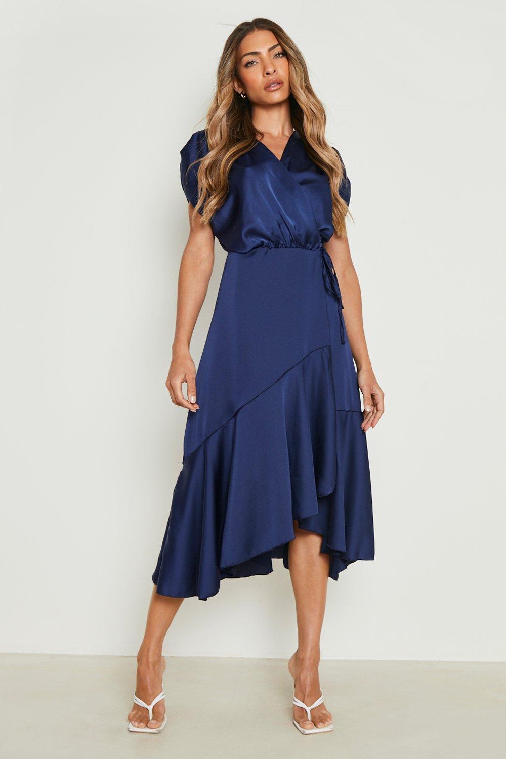 Ruffle midi wrap clearance dress