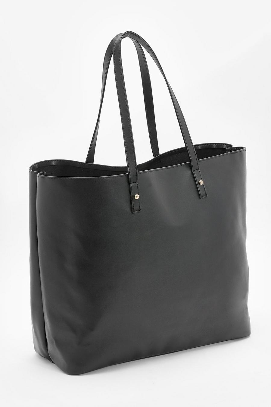 Black Oversized Slouchy Shopper Bag image number 1