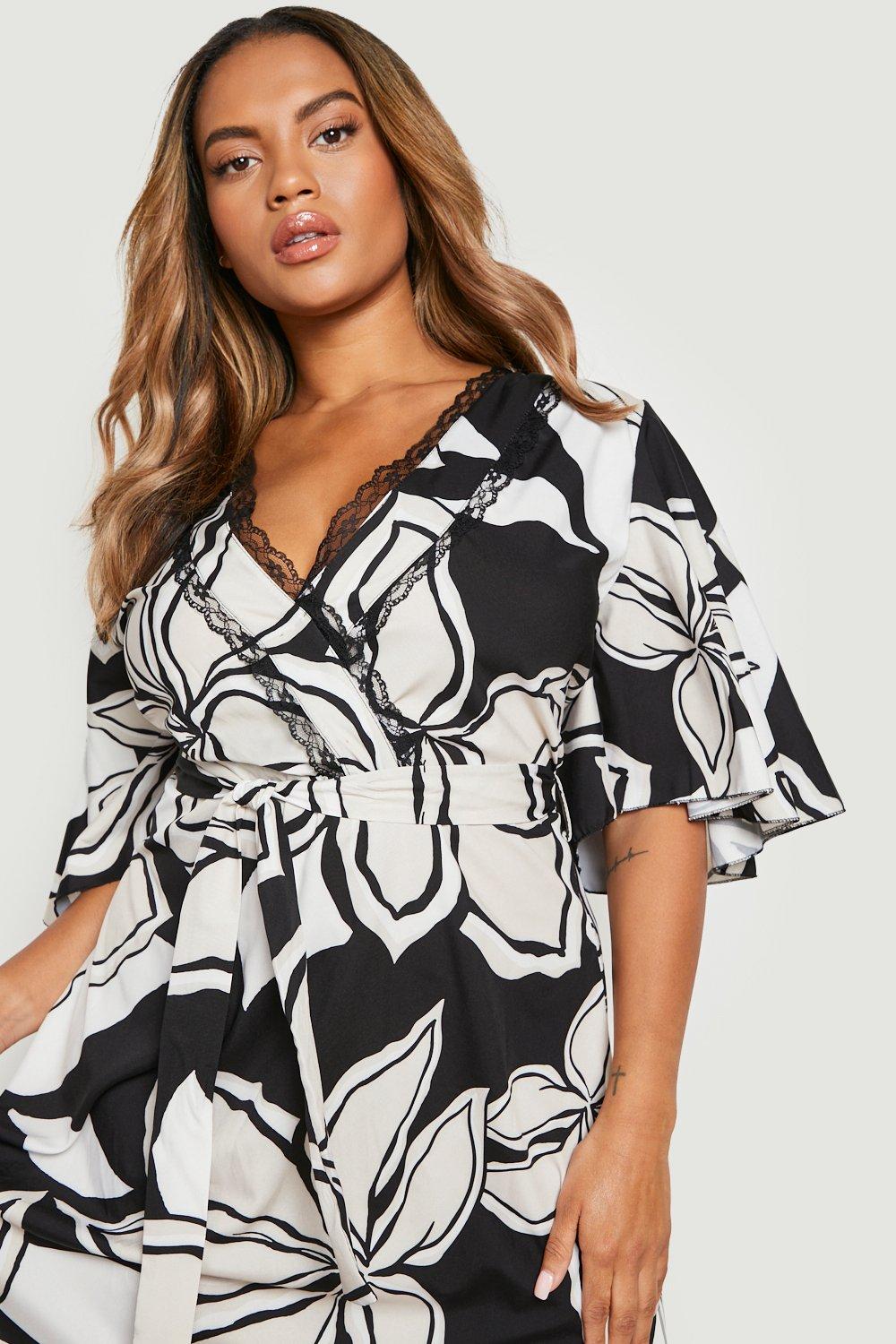 Plus Wrap Floral Midi Dress