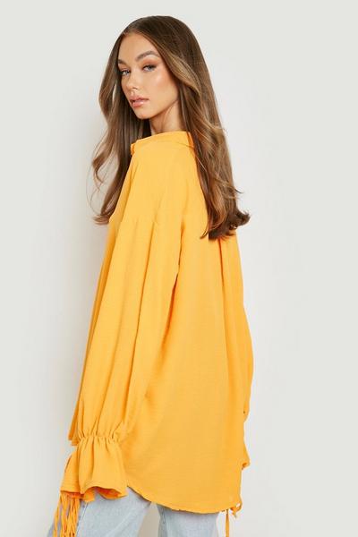 boohoo orange Hammered Tie Sleeve Relaxed Fit Shirt