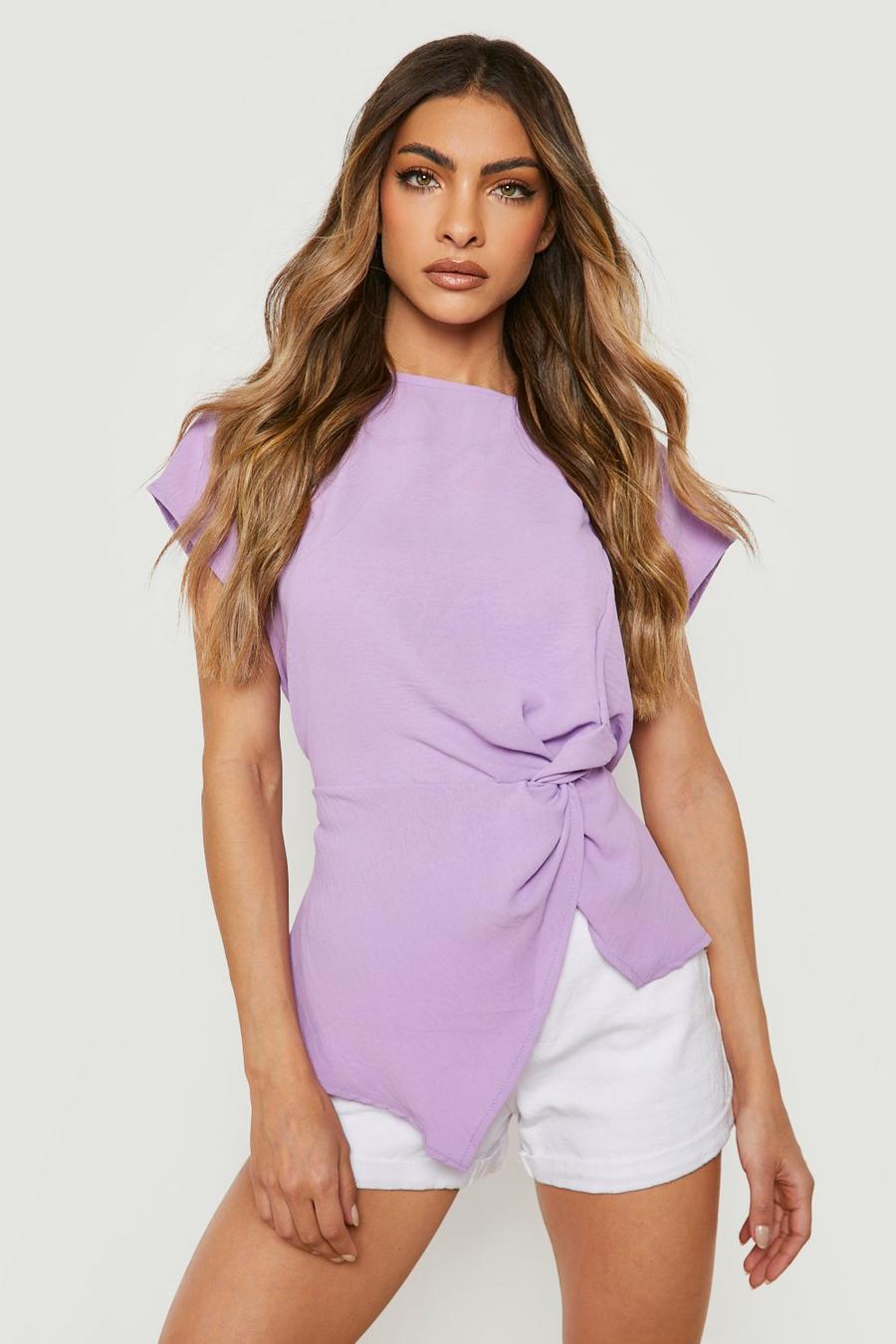 Lilac Hammered Knot Detail Blouse image number 1