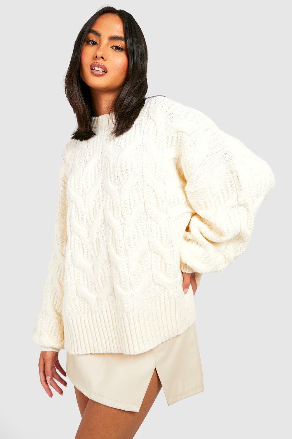 Cable-Knit Crew Neck Sweater