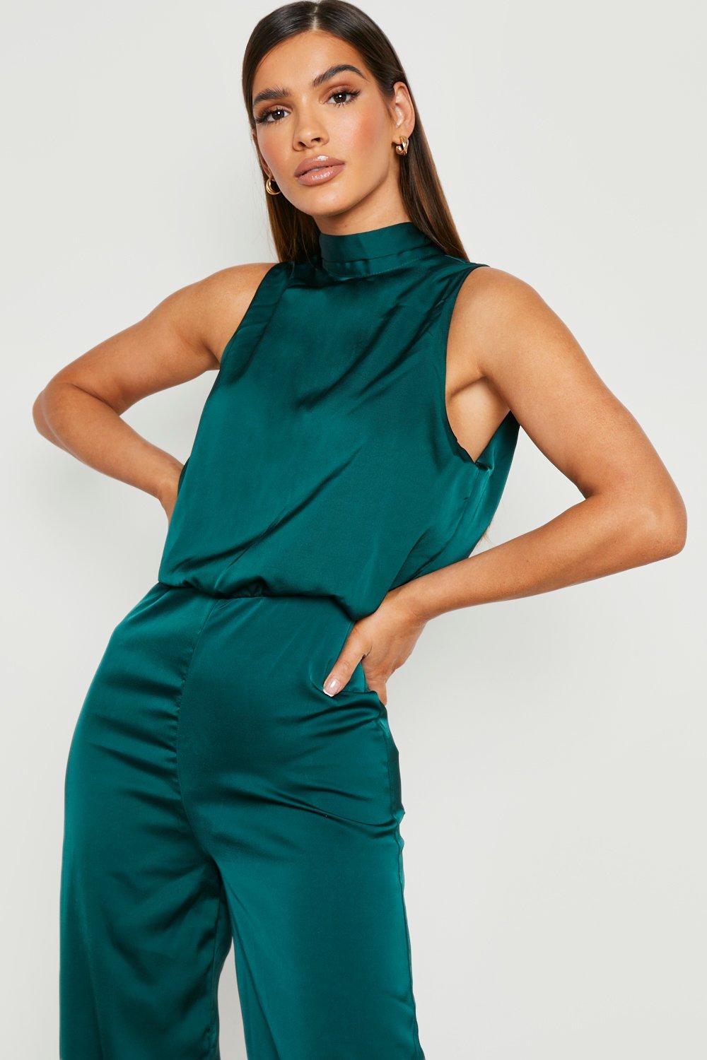 Boohoo store green jumpsuit