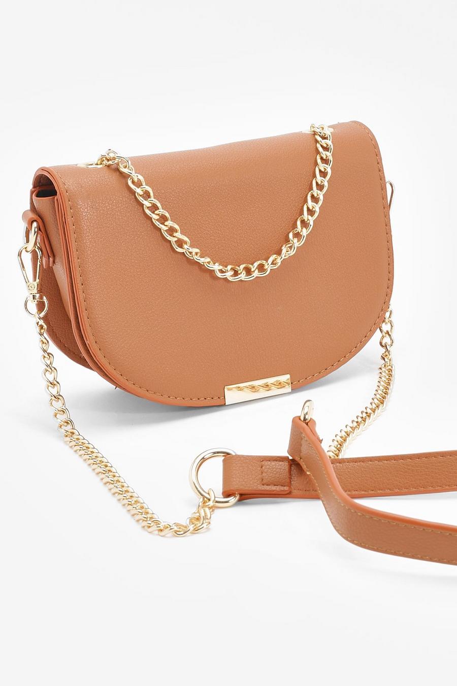 Tan Double Chain Saddle Bag image number 1