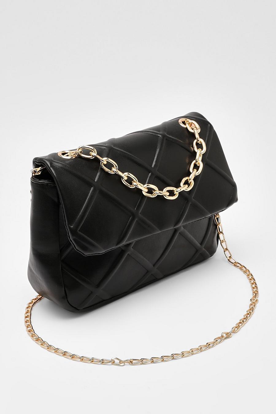 Black Textured Chain Cross Body Bag image number 1