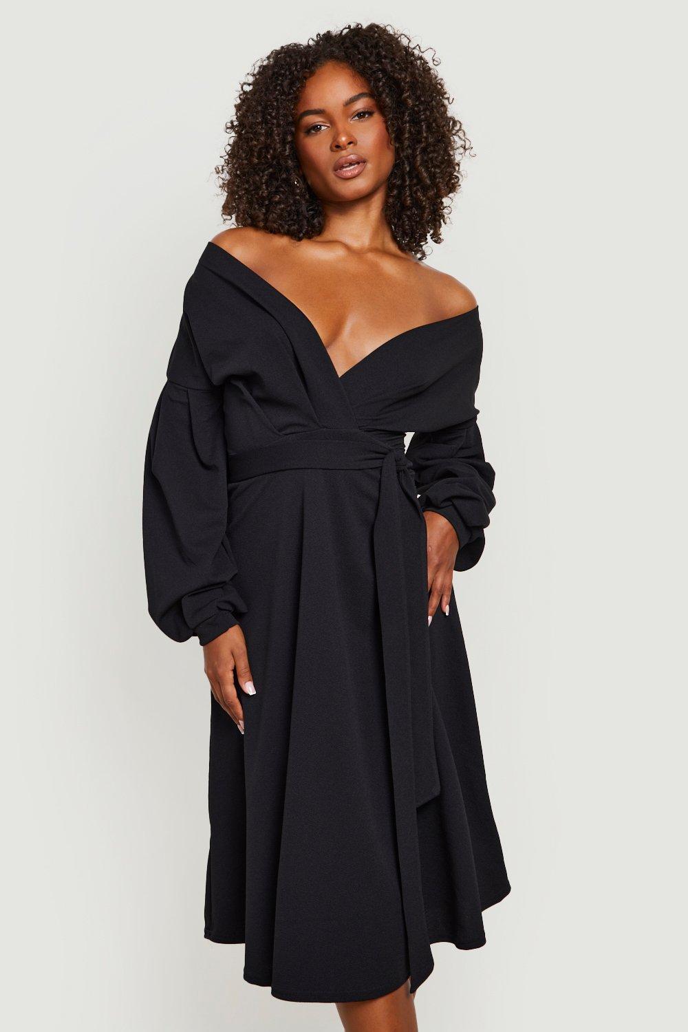 Off the shoulder long sleeve skater dress sale