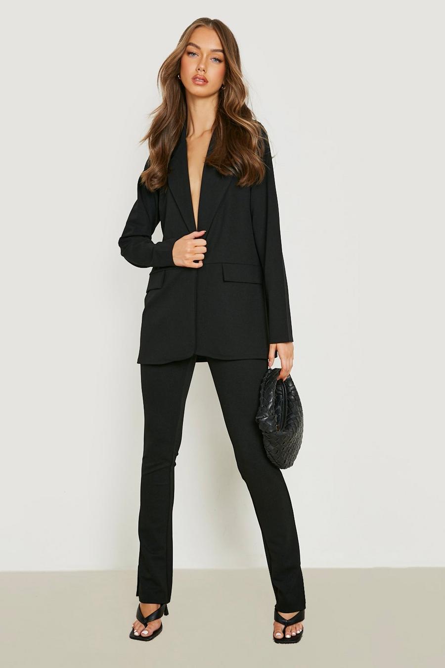 Black Oversized Blazer & Split Leg Trousers  image number 1