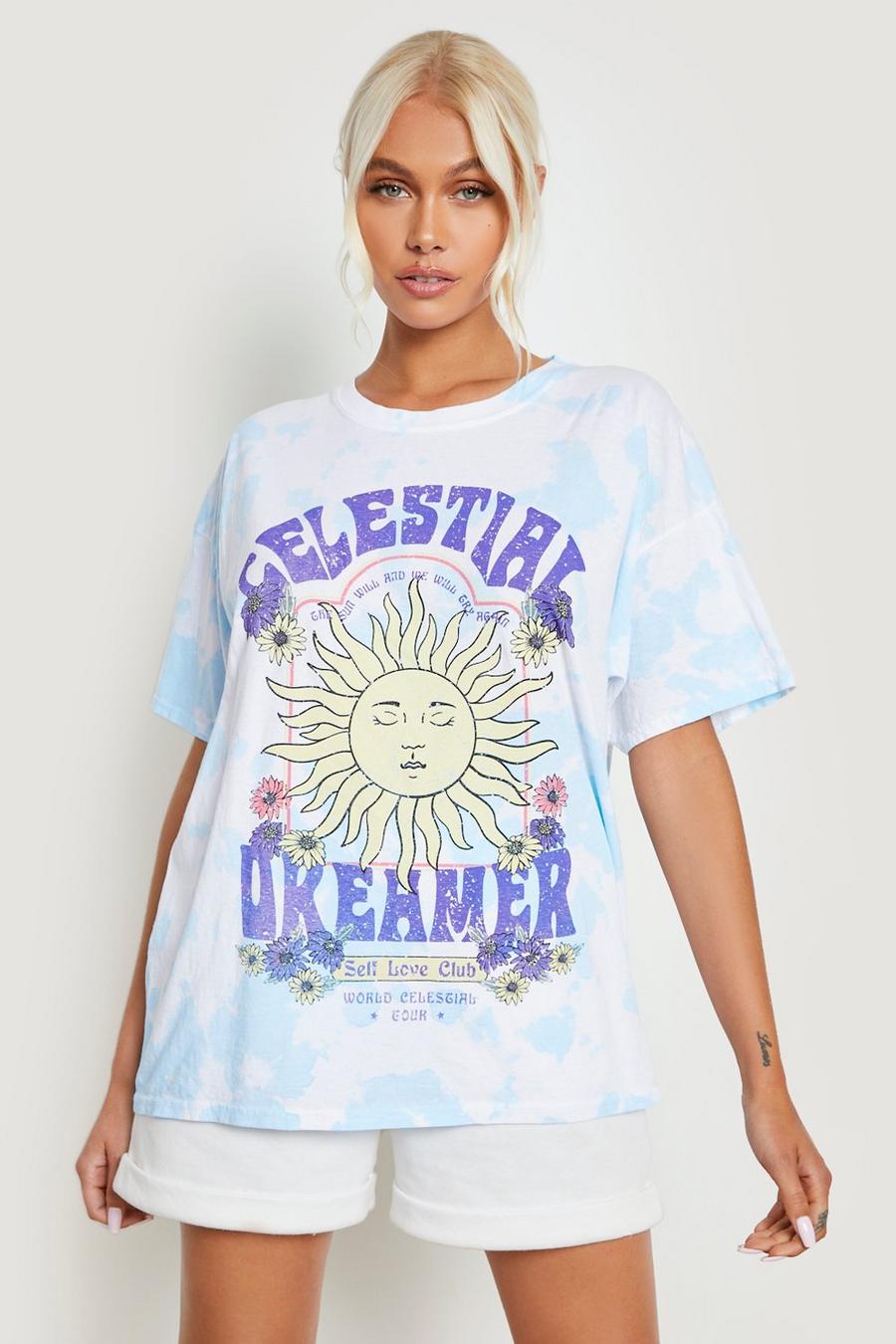 Blue Sunflower Celestial Dreamer T-shirt image number 1