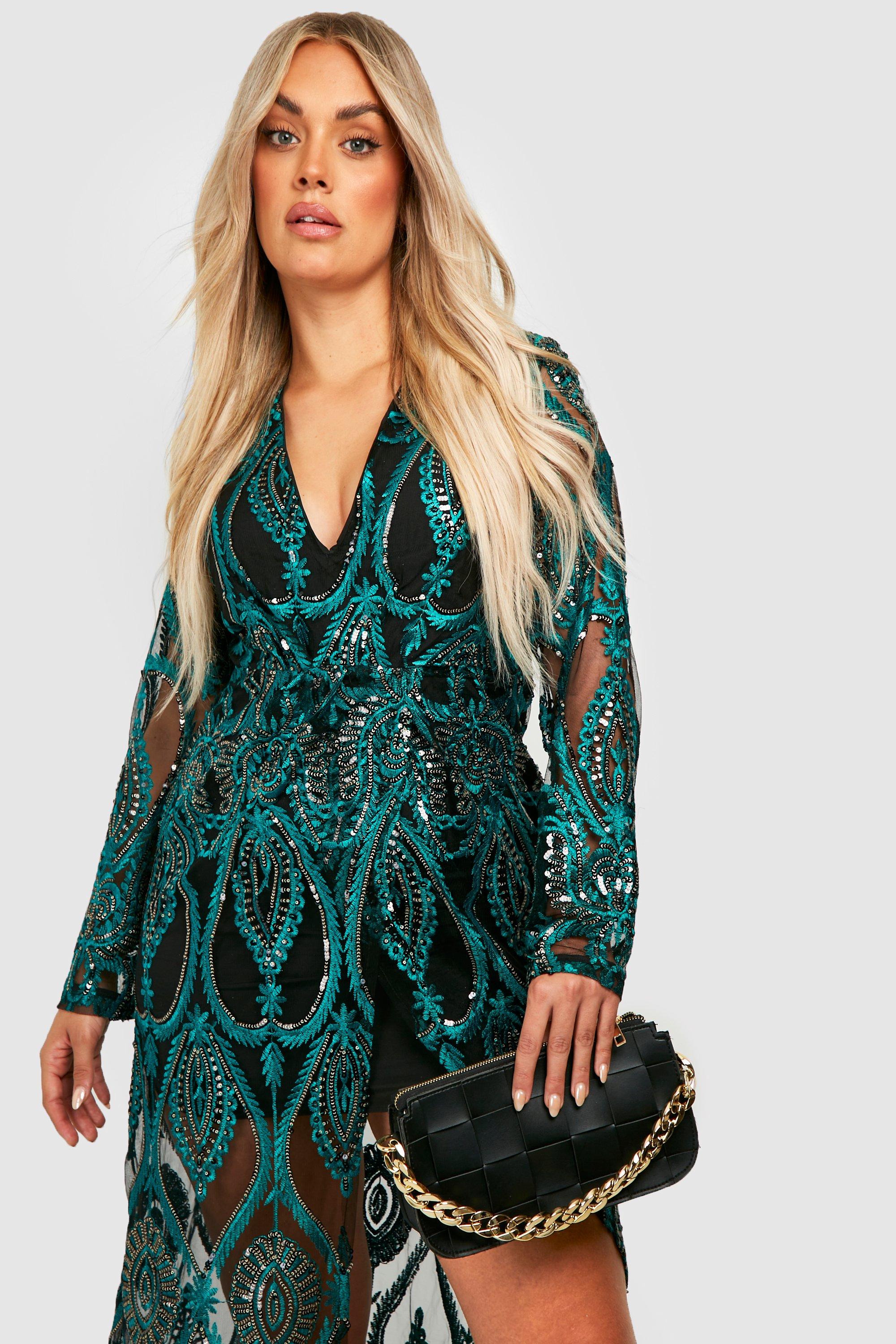 Sequin Wrap Maxi Dress