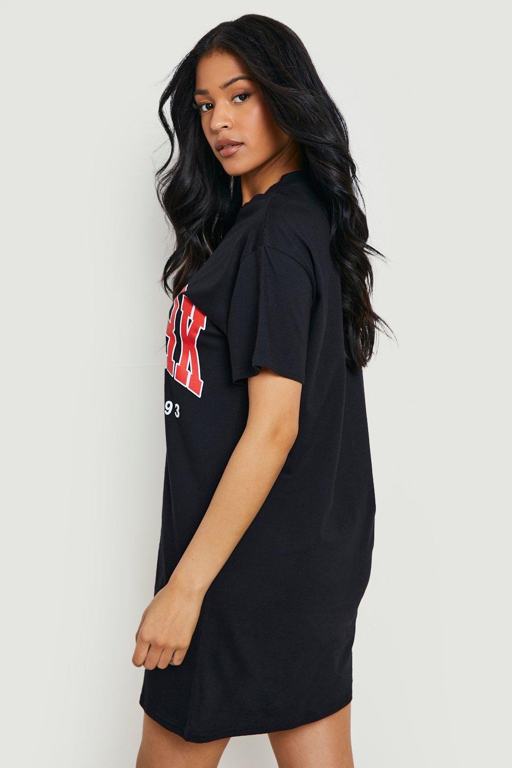 boohoo Womens Tall New York Print Oversized T-Shirt - Black M