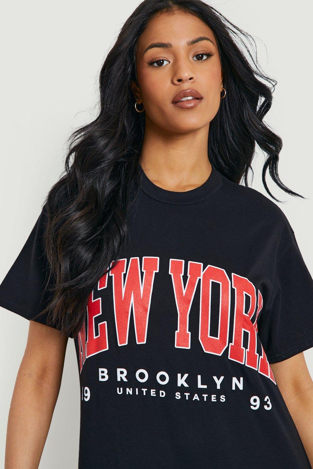 Boohoo UK - shirt Dress - Women's Plus Brooklyn Slogan Oversized T