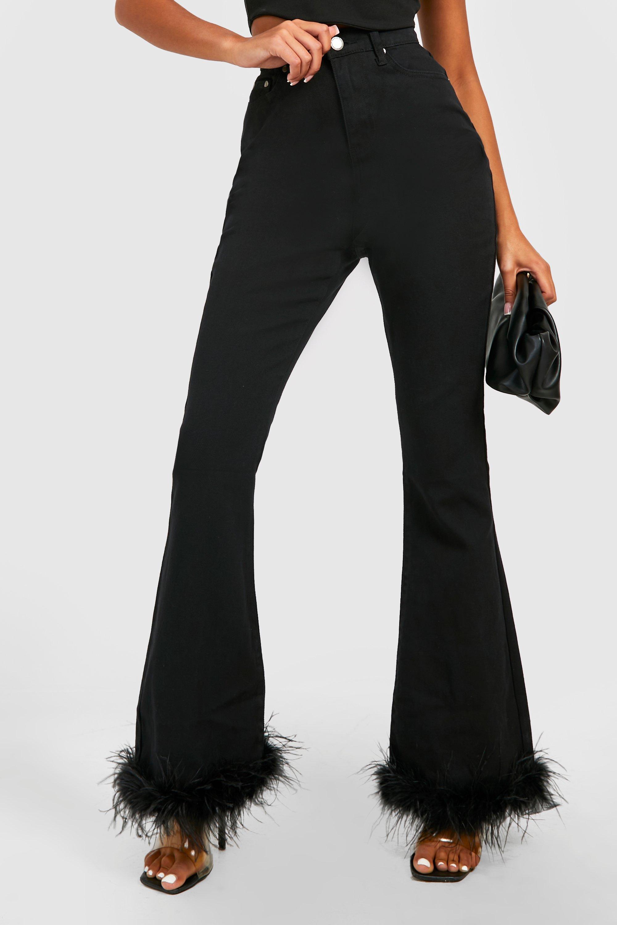 Tall Feather Trim Flare Jeans