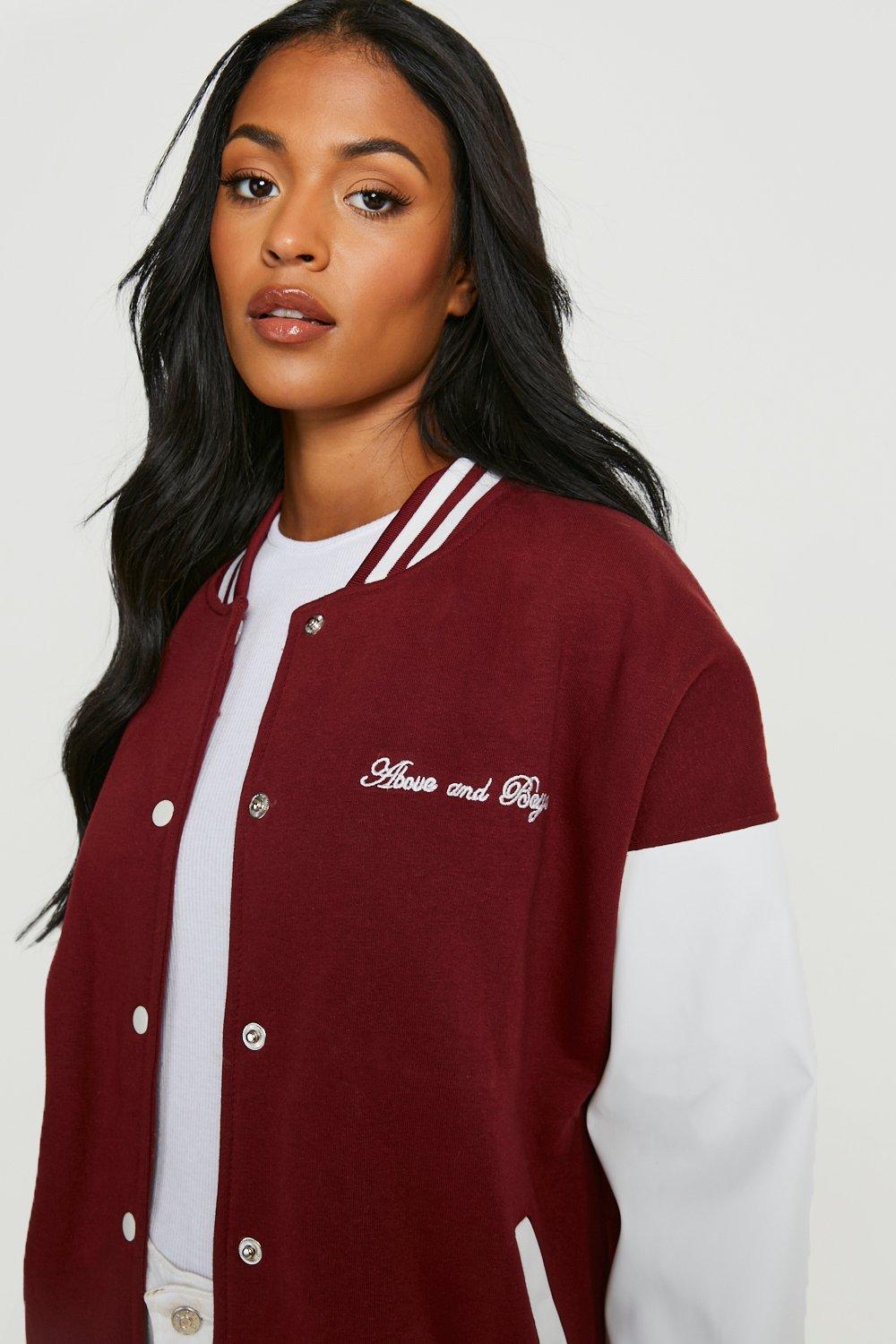 Burgundy baseball clearance jacket