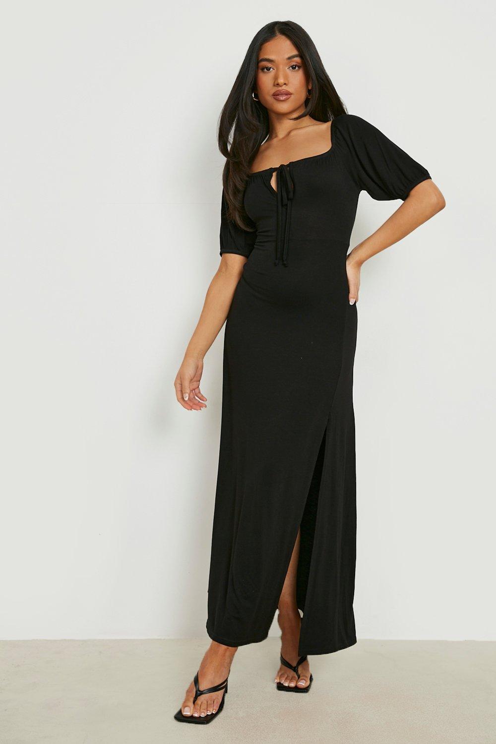 Petite Scoop Neck Long Sleeve Maxi Dress