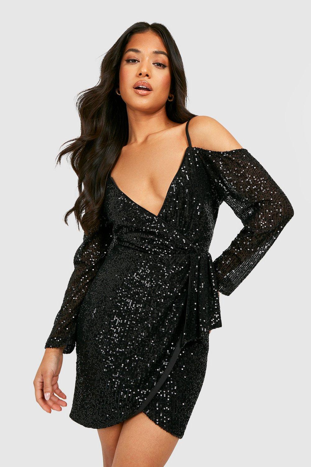 Boohoo black shop glitter dress