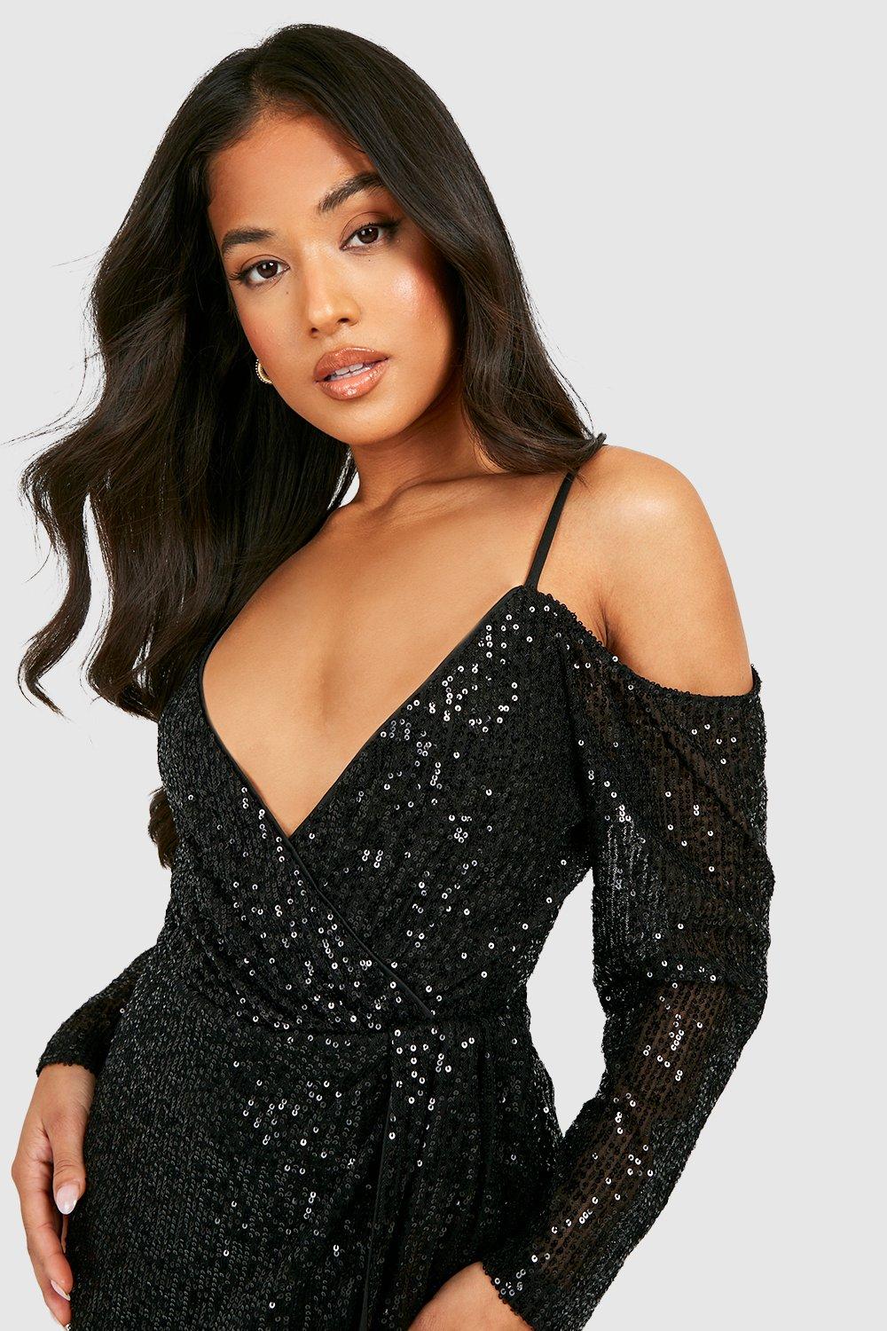 Cold shoulder sequin on sale dresses