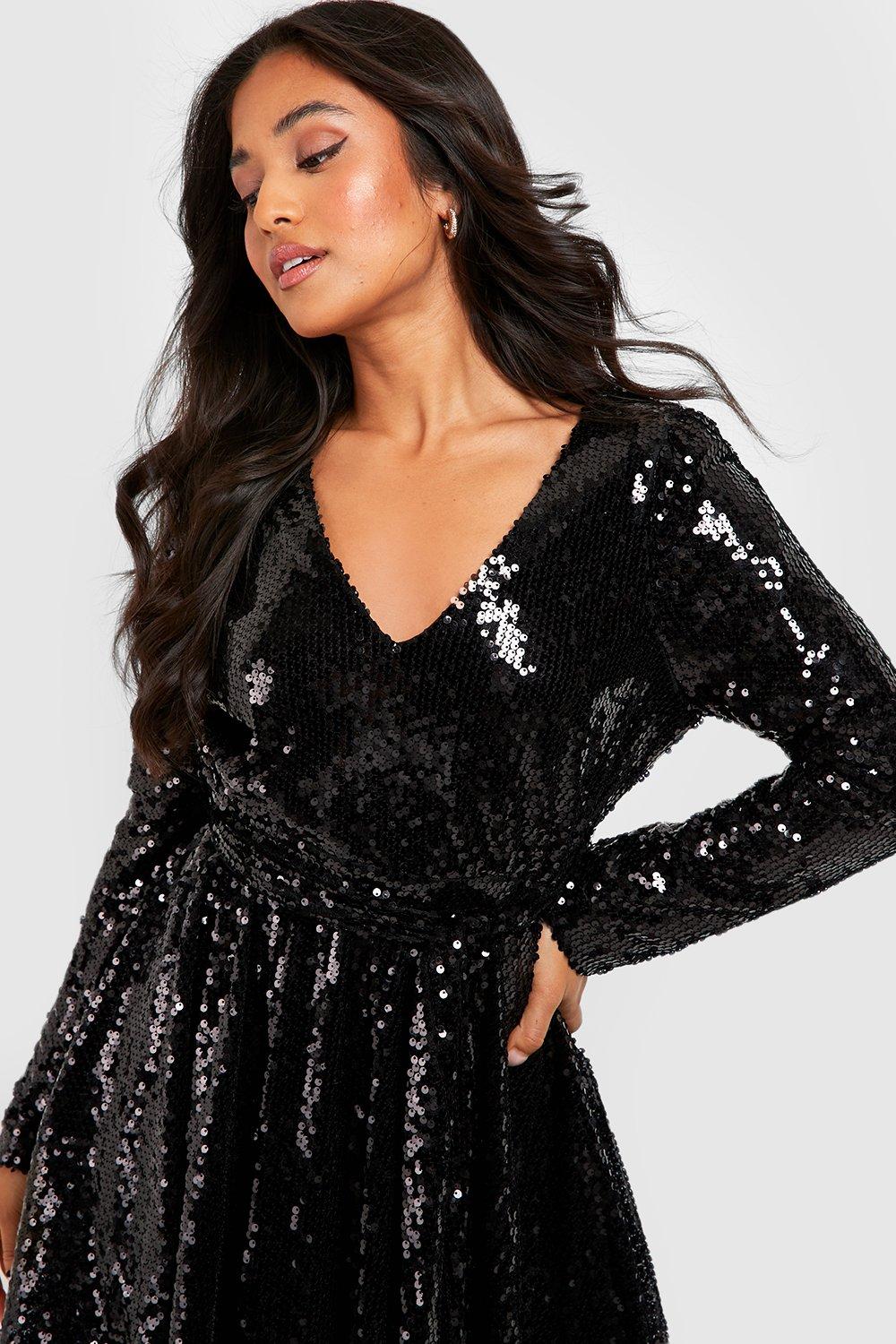 Boohoo sequin shop wrap dress