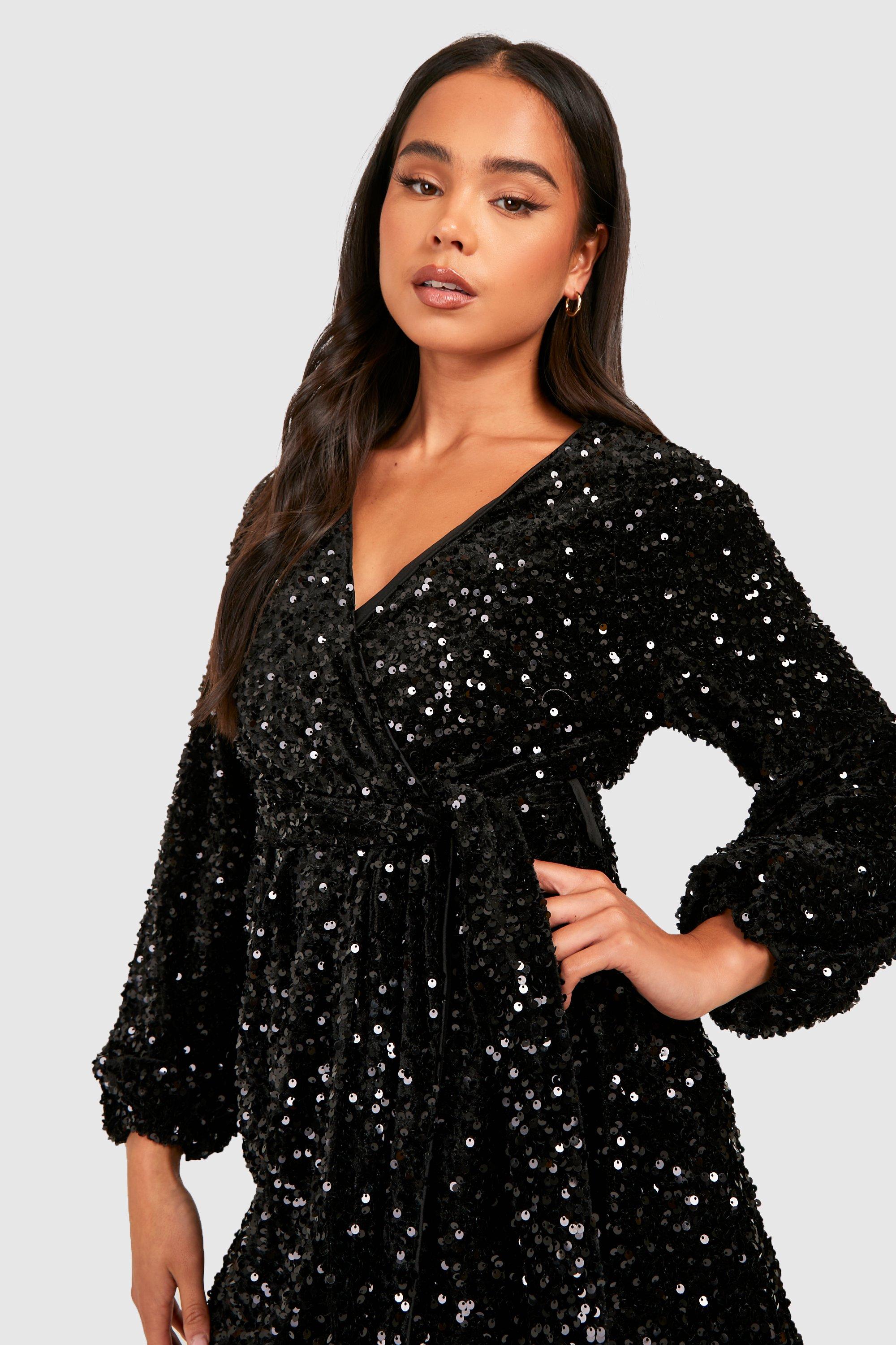 Boohoo velvet wrap dress best sale