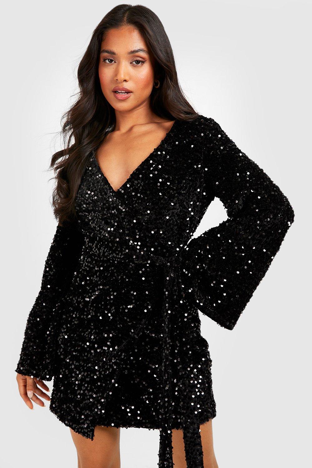 Boohoo velvet shop wrap dress