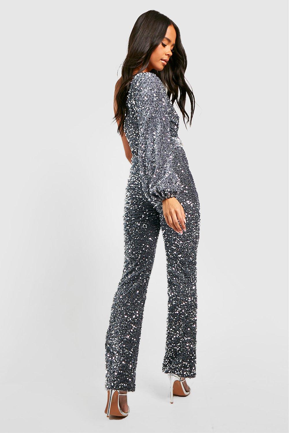 Sequin store petite jumpsuit