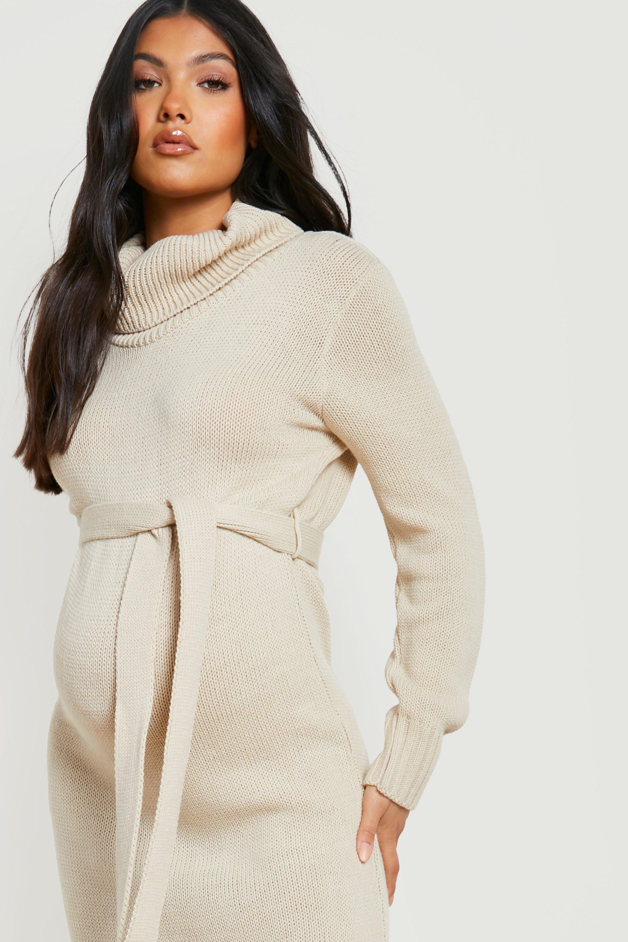 Maternity Cowl Neck Sweater Midi Dress