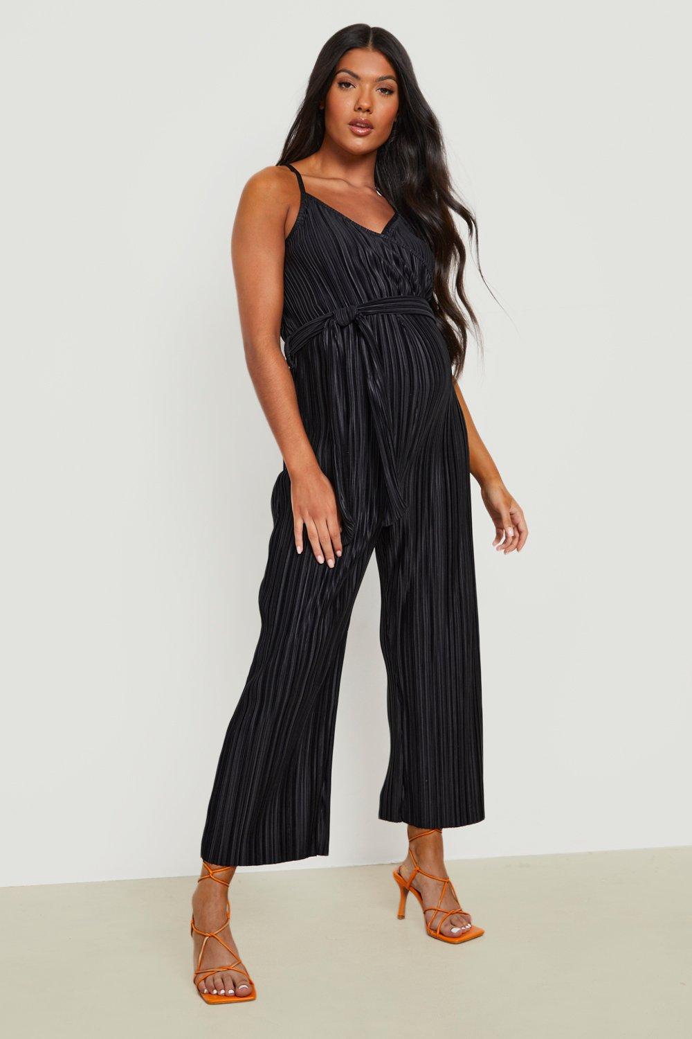 Maternity Cami Plisse Wrap Culotte Jumpsuit