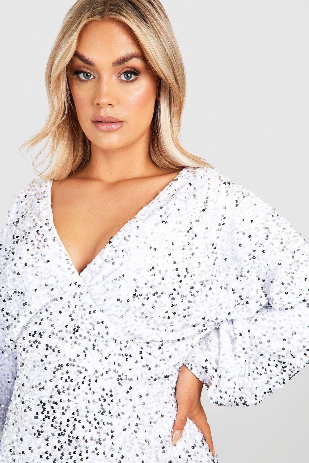 White dress hot sale boohoo plus