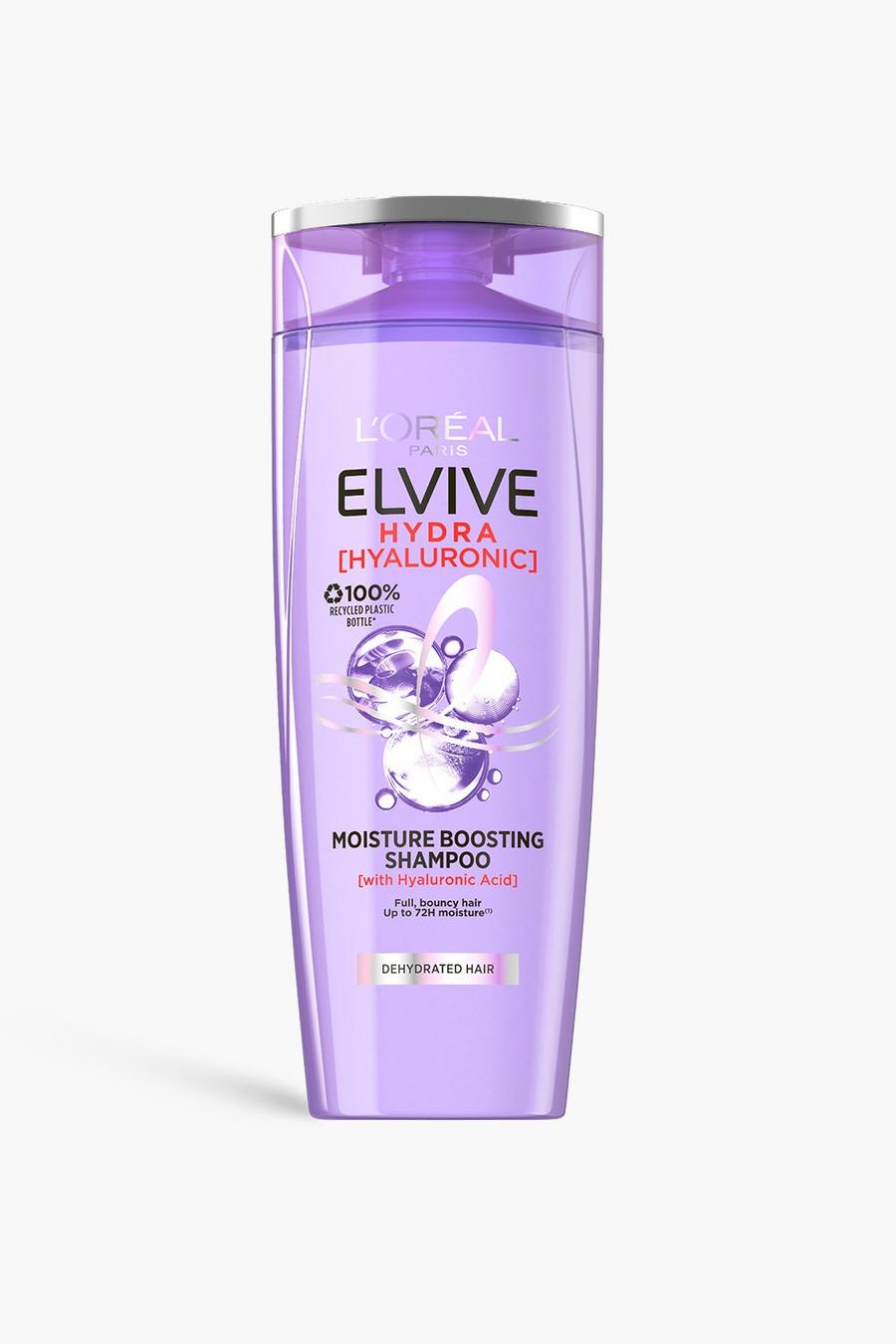 White L'Oreal Elvive Hydra Hyaluronic Acid Shampoo , moisturising for dehydrated hair