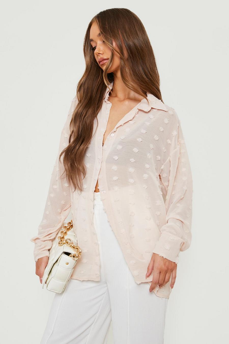 Blush rosa Textured Spot Oversized Shirt