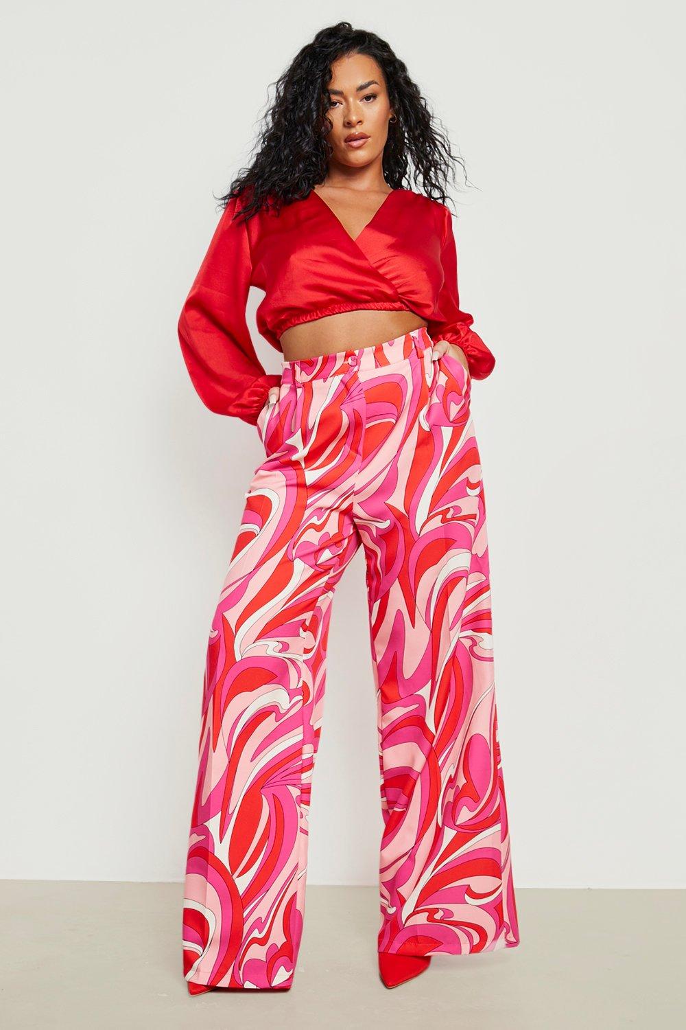 pink wide leg pants plus size