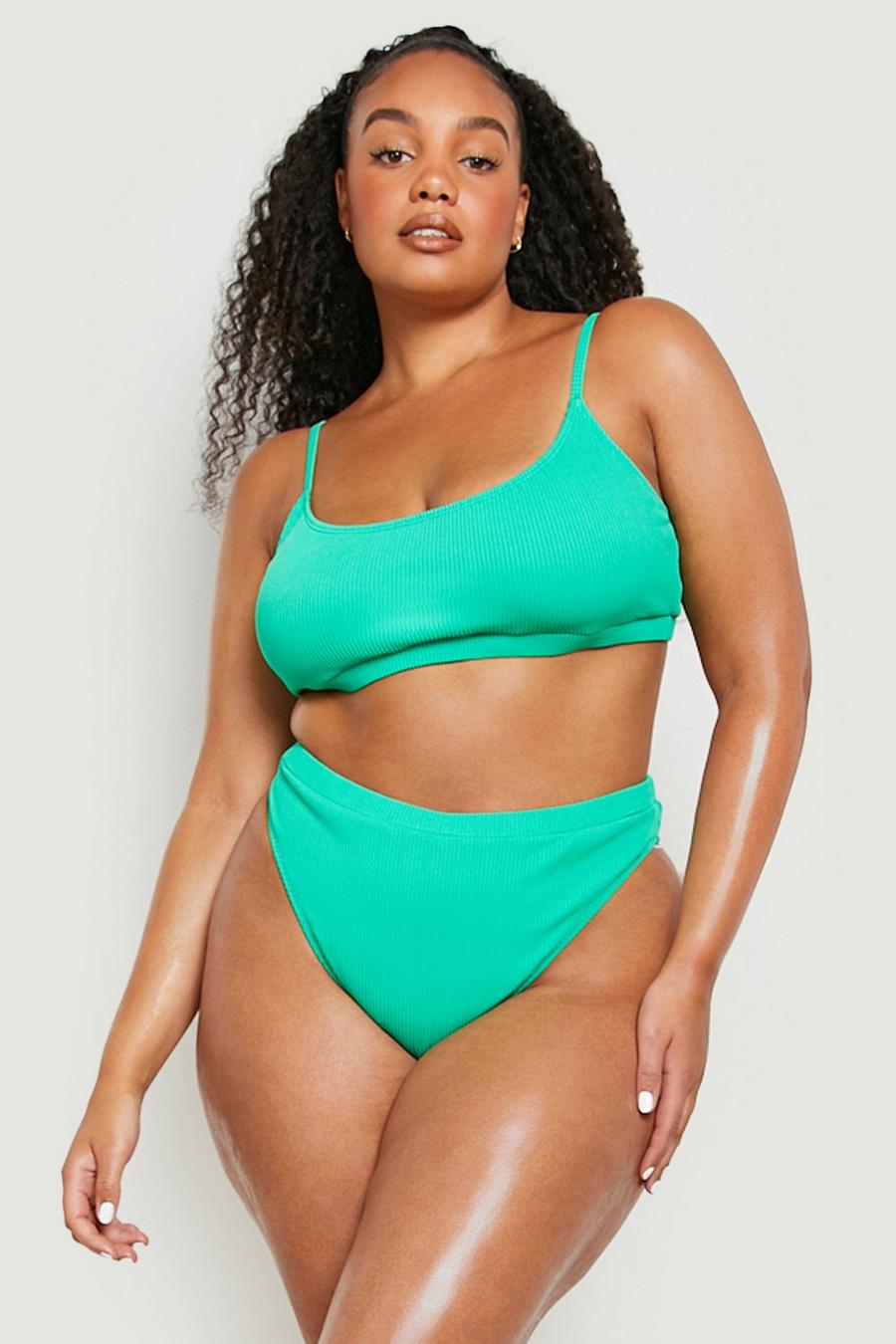 Green Plus Mix & Match Rib Bikini Bottoms  image number 1