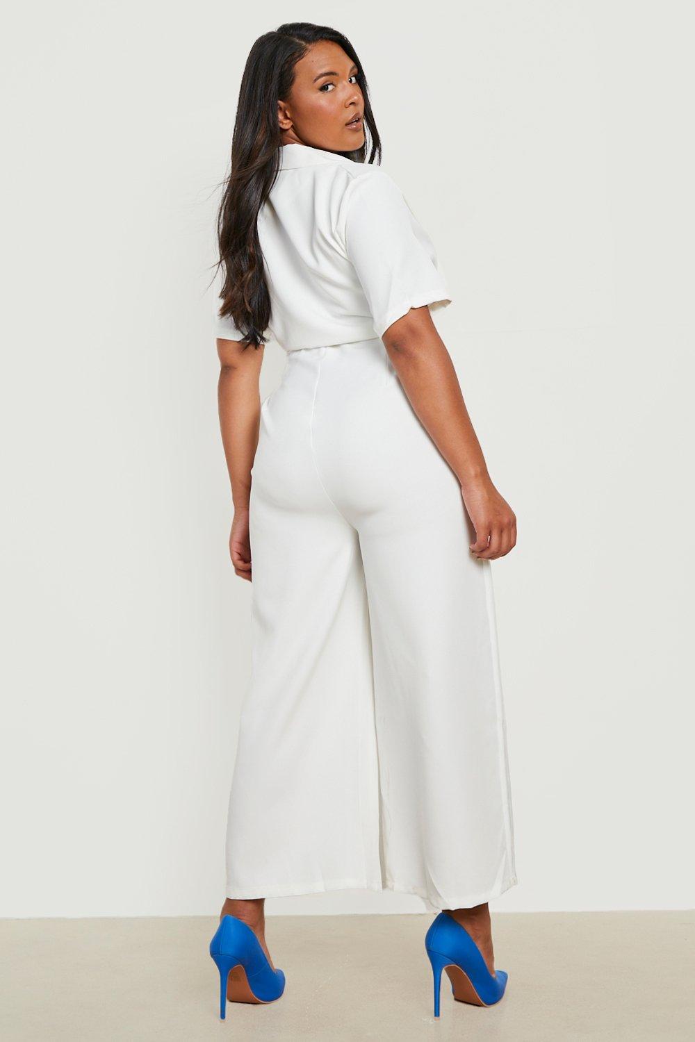 Boohoo store white jumpsuit