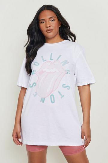 Plus Pastel Rolling Stones Band T-shirt white