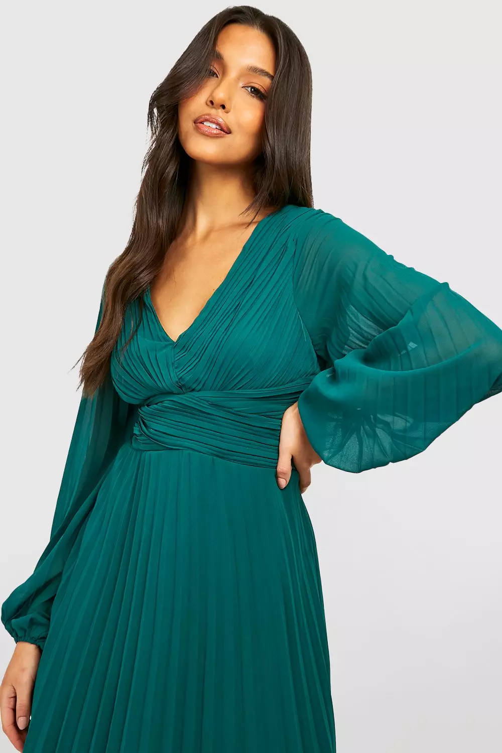 Plunge wrap midi outlet dress