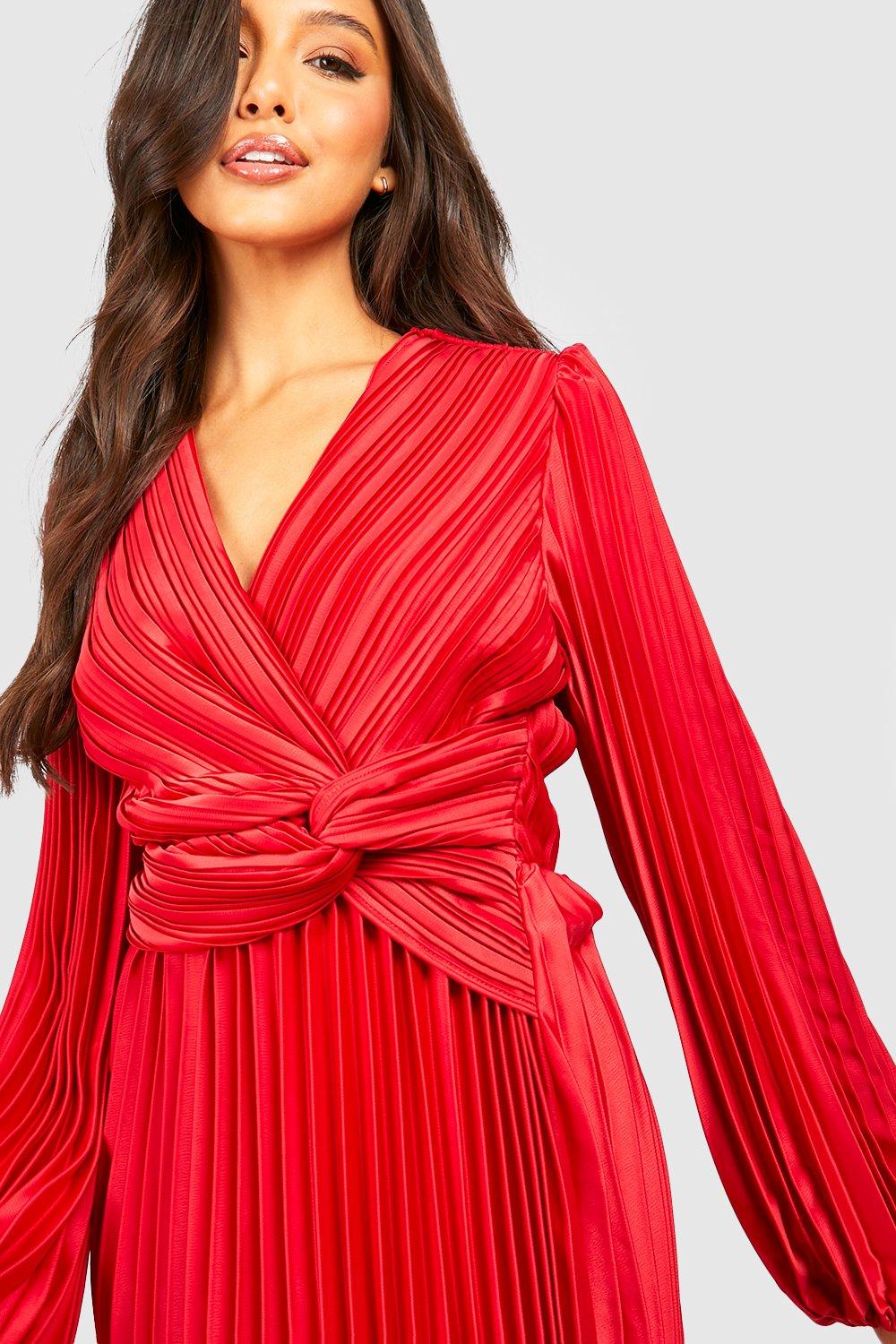 Pleated best sale dress boohoo