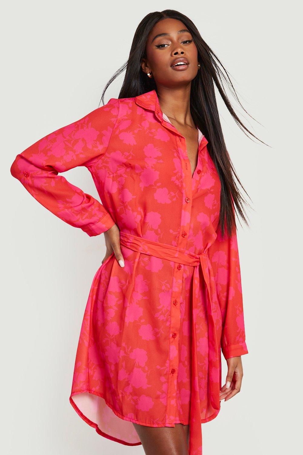 Boohoo floral hot sale shirt dress