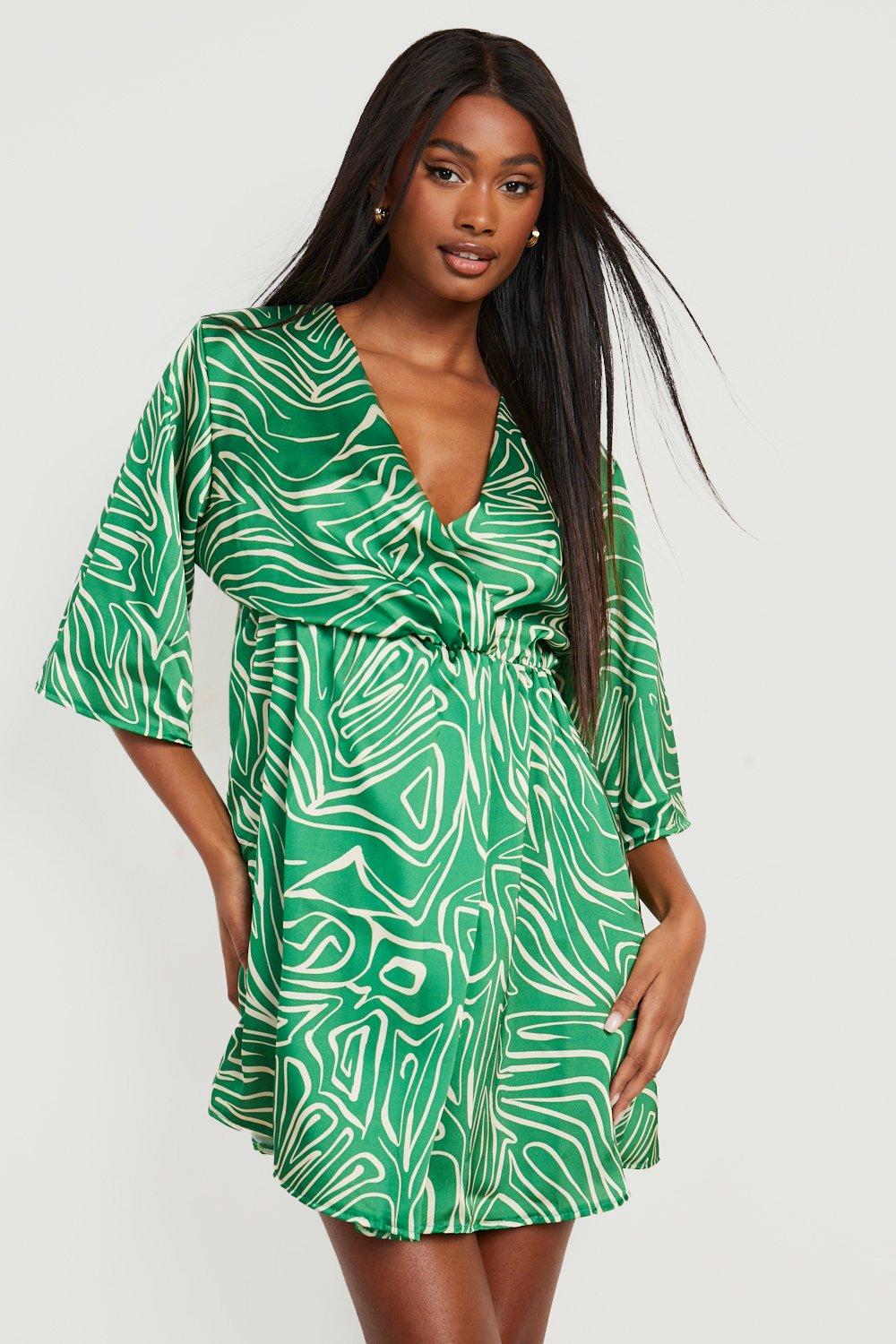 Womens green wrap sales dress