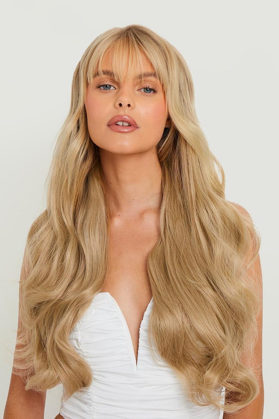 Pack de 5 extensiones para el pelo con pinza de ondas naturales súper densas de 56cm de Lullabellz, California blonde image number 1