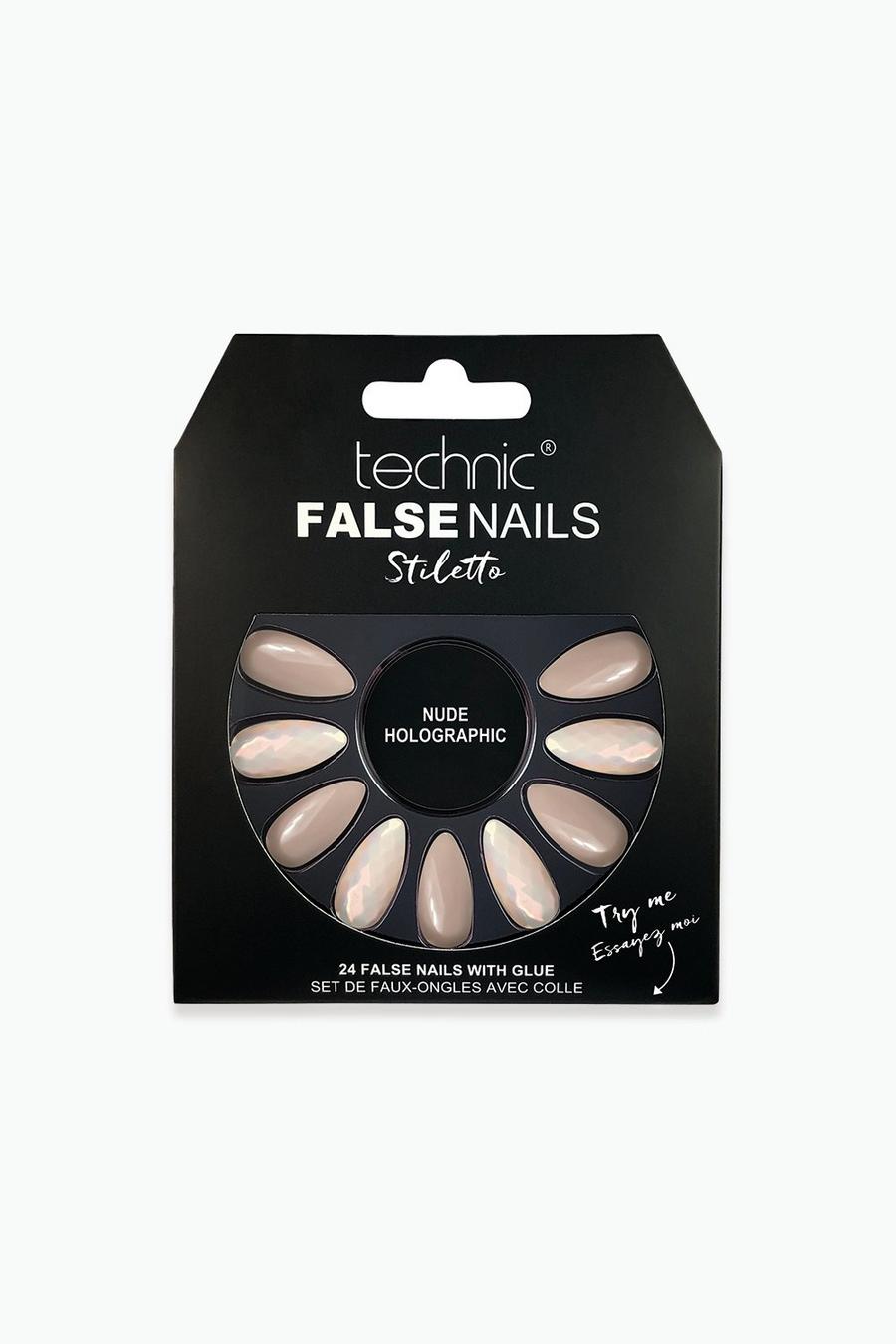 Technic - Faux ongles Stiletto - Nude Holographic, 02 nude