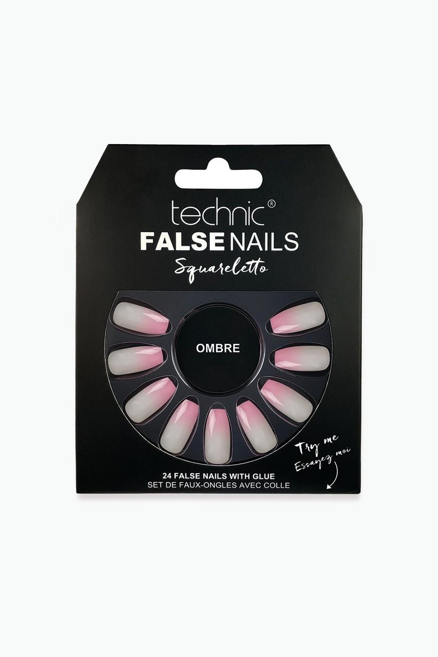 Pink rosa Technic False Nails - Squareletto, Ombre image number 1