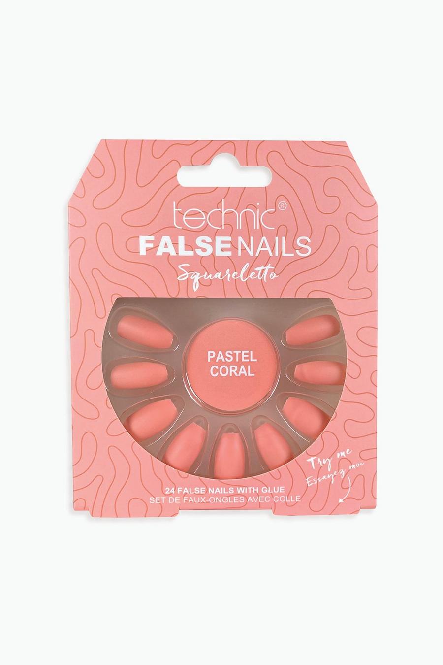 Technic False Nails - Squareletto, Pastel Coral image number 1